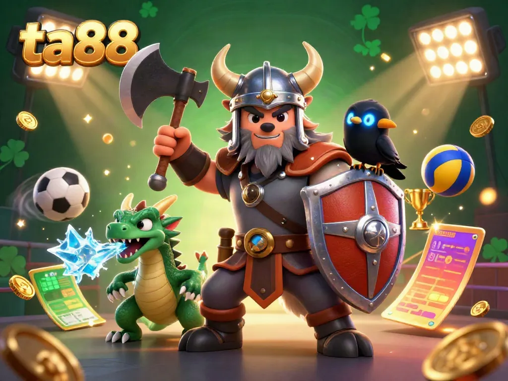 Experience thrilling gaming action with ta88, where Viking warriors and dragons join sports betting elements.