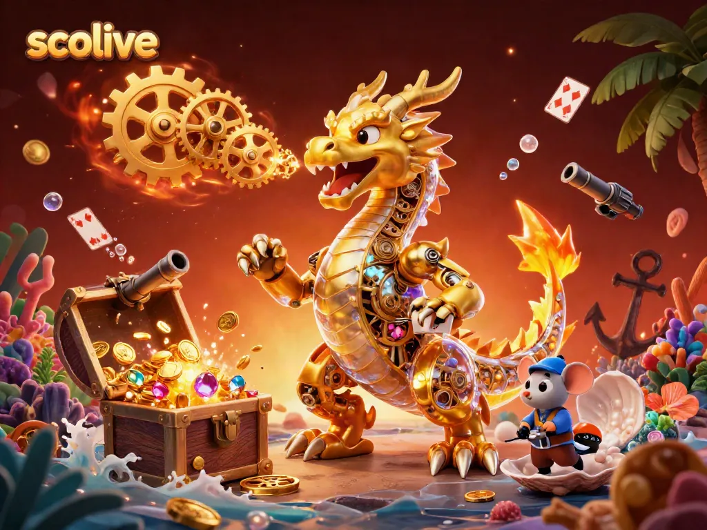 Socolive showcases an exhilarating 3D casino adventure with a dragon unleashing golden gears, enhancing the thrill of gameplay.