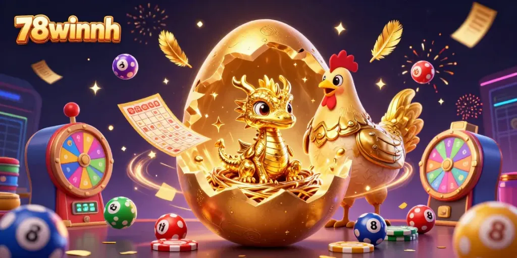 Experience the excitement of 78winnh with a golden dragon and casino-themed elements.