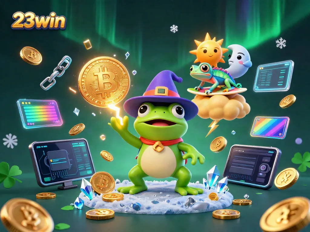 Experience the excitement of 23win with a vibrant 3D casino scene featuring golden coins and lively characters.