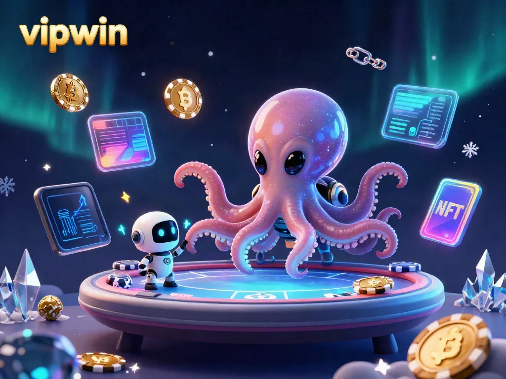 Engage in thrilling poker with vipwin's holographic gaming experience featuring vibrant alien elements.