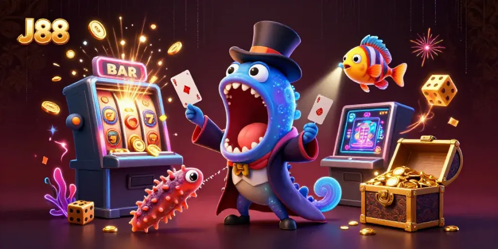 Experience the excitement of J 88 with vibrant casino elements and captivating characters in action.