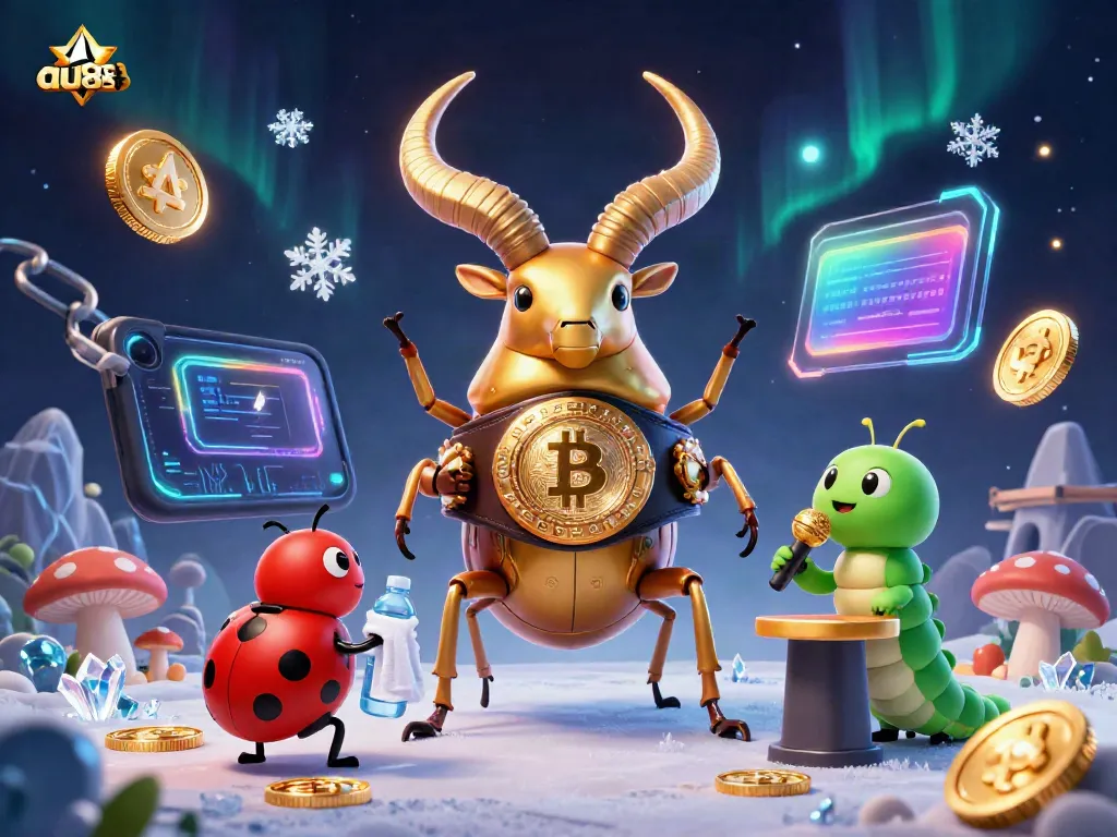 Experience vibrant casino action with au88 featuring a giant stag beetle in a boxing match amid crypto elements.