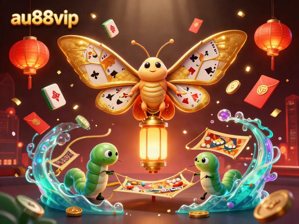 Engage with the vibrant casino world at au88vip, where golden moths and gaming elements collide.