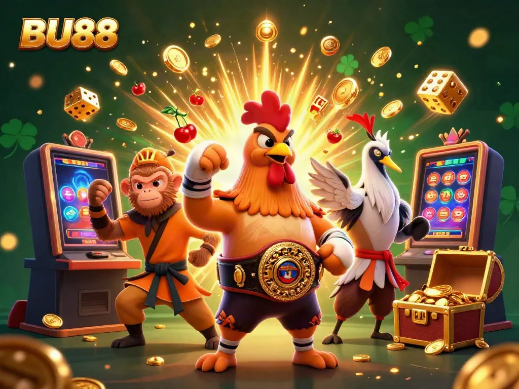 Engage with BU88's vibrant casino world, featuring dynamic characters and thrilling game elements.