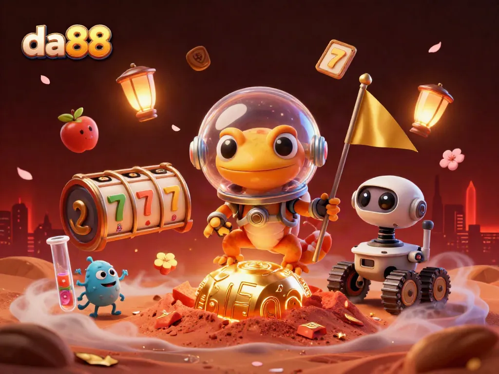 Experience excitement with the da88 Martian gecko discovering a golden casino full of slot action.