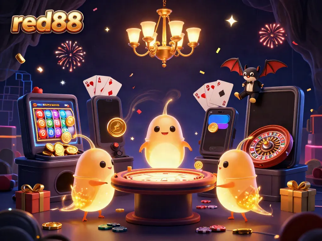 Engage with red88's immersive casino fun featuring vibrant glowworms and dynamic gaming elements.