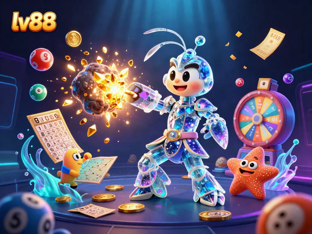 Experience thrilling gaming action at lv88 with a galactic mantis shrimp smashing asteroids for treasure.