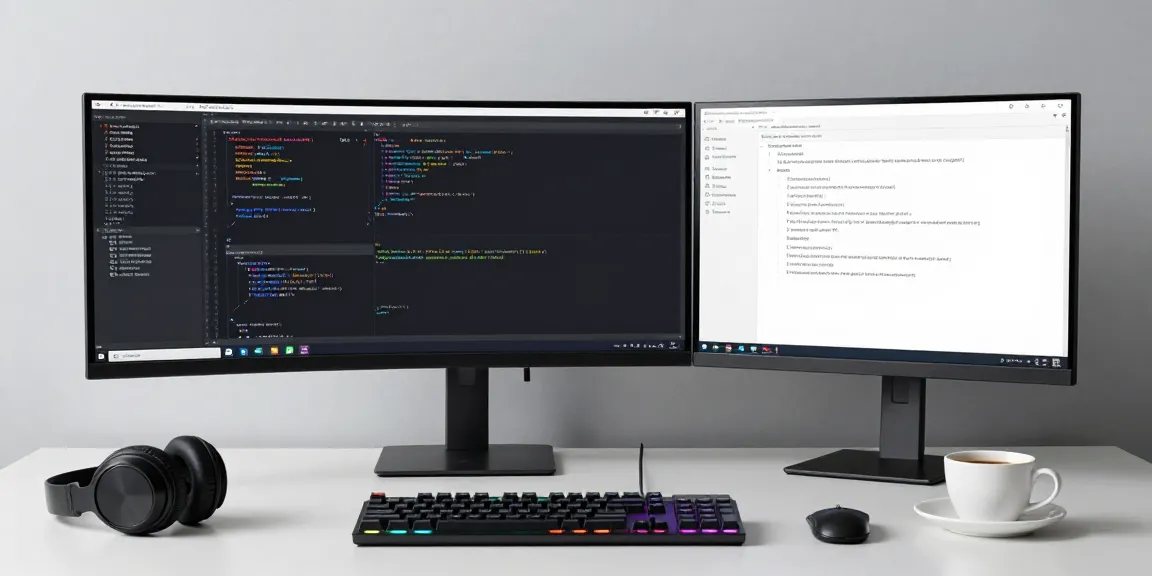 tk88ws software development workspace with coding on multiple screens and RGB lighting.