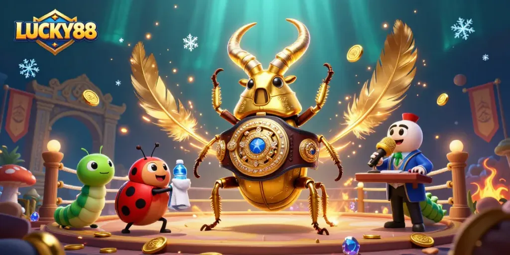 Engage with LUCKY88 by enjoying a vibrant 3D casino scene featuring charismatic characters and dynamic elements.