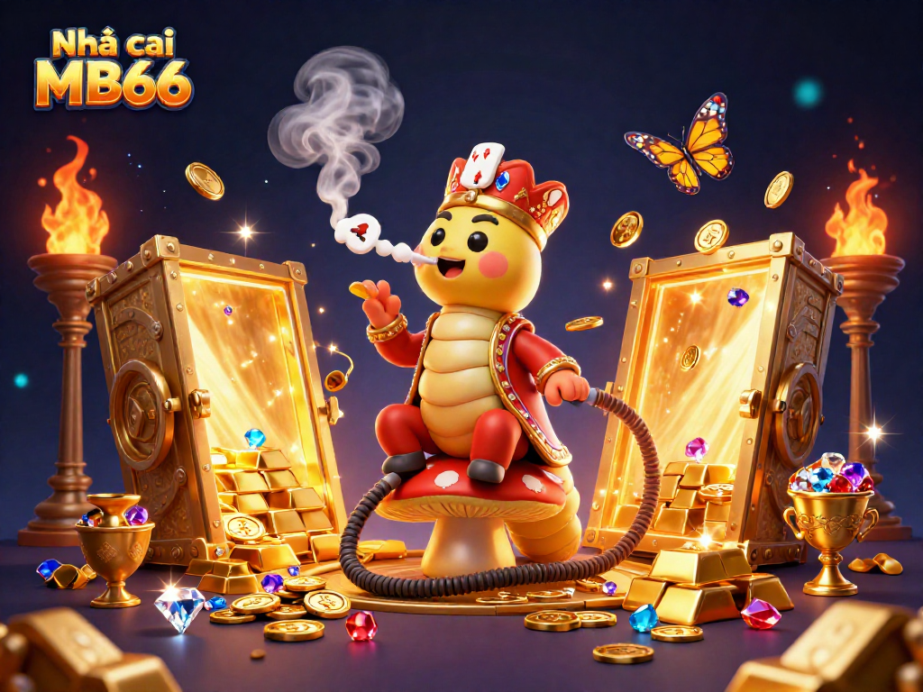 Engage with Nhà cái MB66 in vibrant 3D casino illustration featuring dynamic gambling elements.