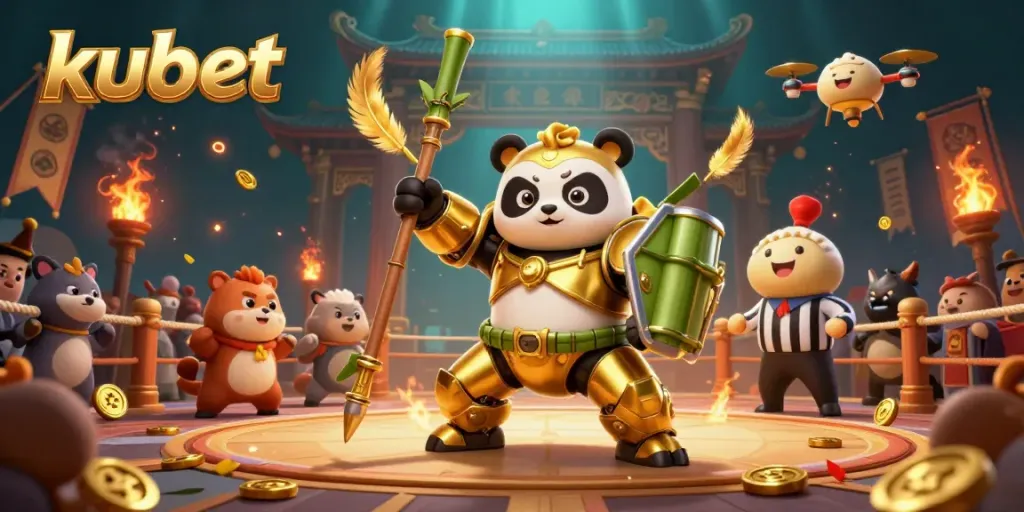 Experience the thrill of kubet through dynamic 3D illustrations in a vibrant casino showdown.