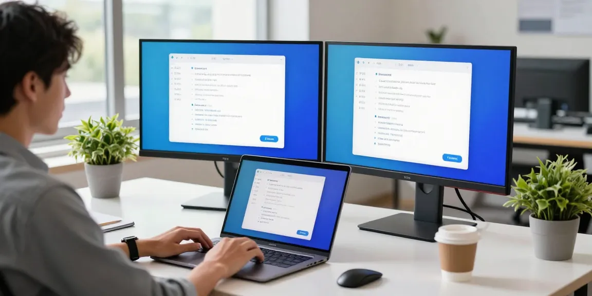 Setting up Telegram中文 on modern workstation with dual monitors and bright lighting.