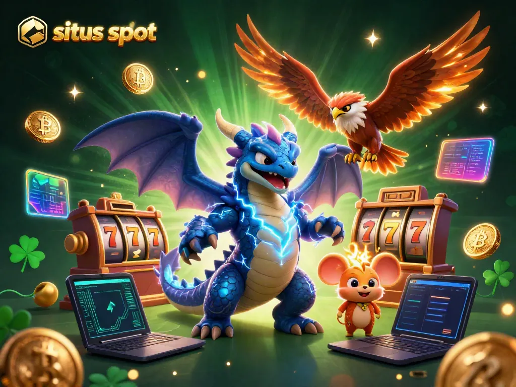 Experience exciting wins on situs slot with vibrant 3D dragons and interactive gaming elements.