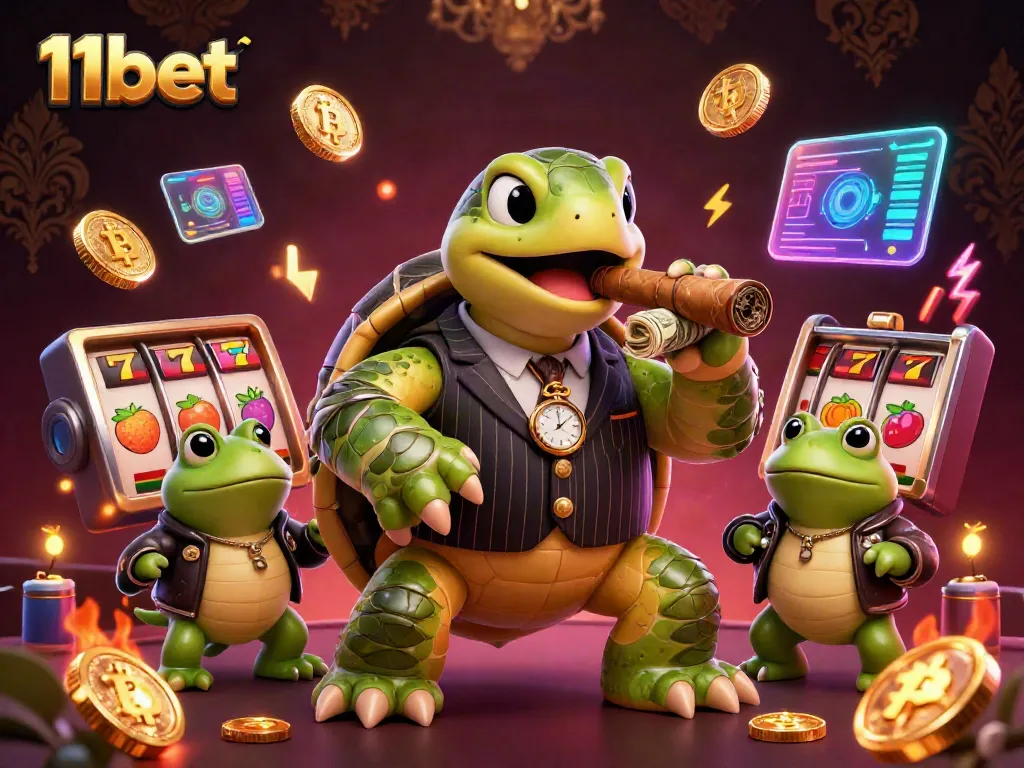 Engage in exciting gaming experiences at 11bet with rich illustrations of lively characters and casino elements.