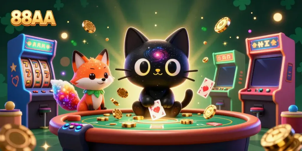 Engage in thrilling moments at 88AA with a cosmic casino adventure featuring unique characters and vibrant game elements.