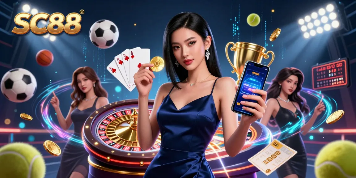 Experience thrilling gameplay at SC88 with a stunning illustration of a confident player in action.