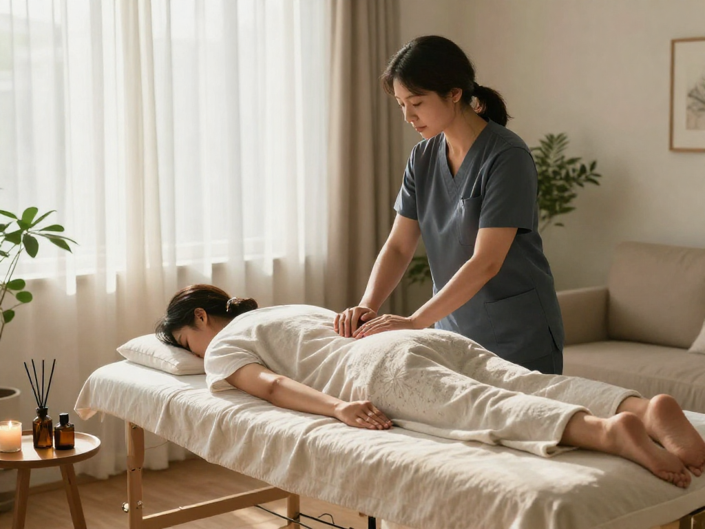 Experience 출장안마 in a cozy home setting with a professional therapist, promoting relaxation and healing.
