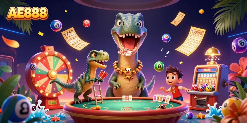 Engage in the AE888 casino experience with vivid characters and dynamic gaming elements.