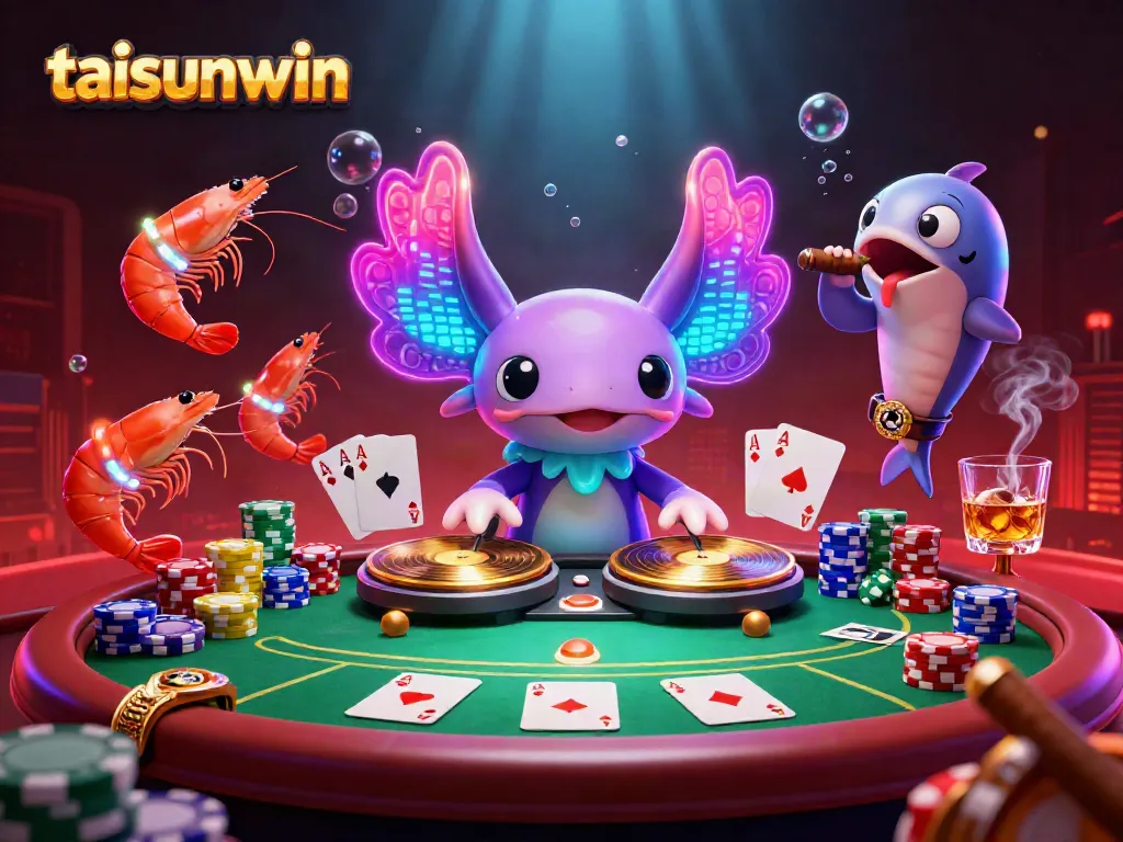 Engaging gaming scene at taisunwin showcasing vibrant underwater casino elements and characters.