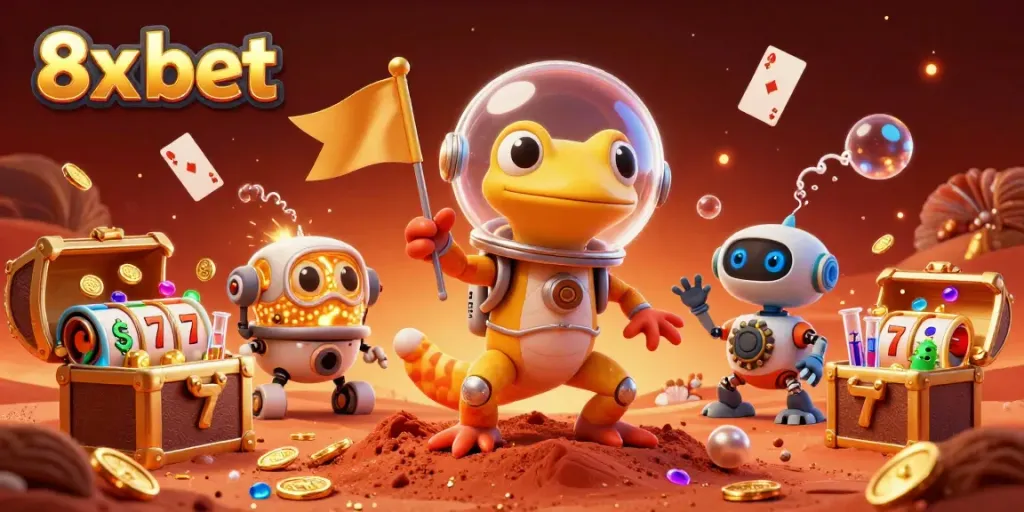 Experience thrilling action with the 8x bet casino adventure in a vibrant Martian scene.