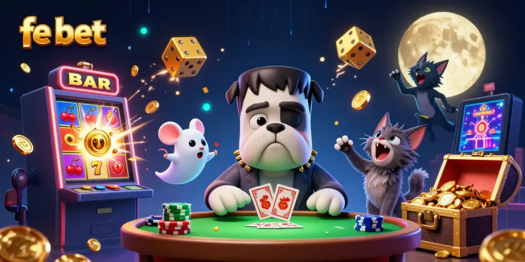 Experience exciting play at fe bet with a lively casino scene featuring captivating characters.