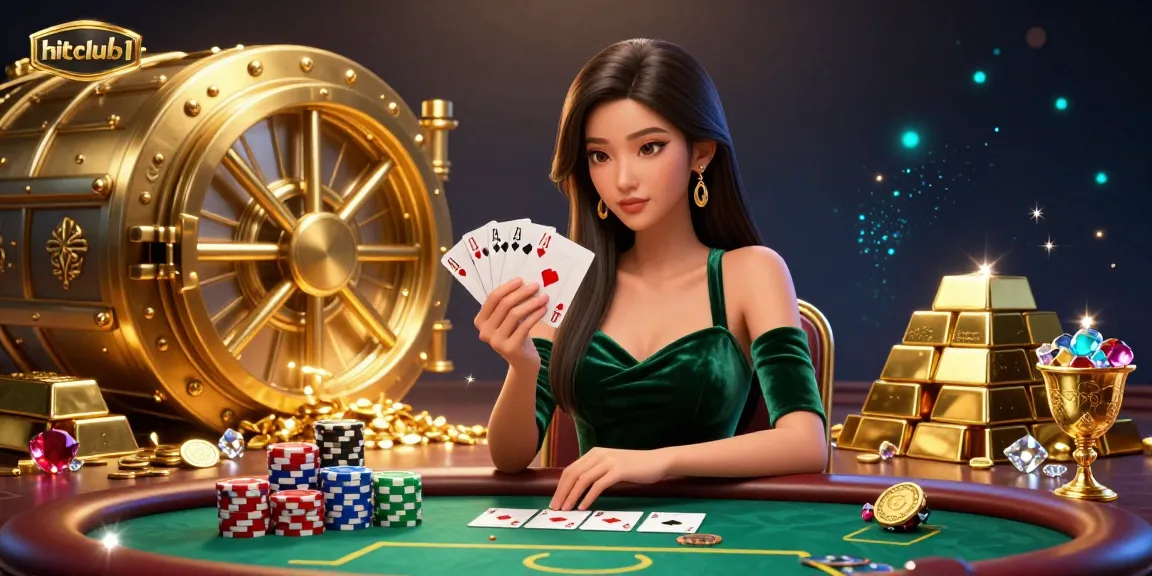 Experience the thrill of hitclub1 with a stunning poker scene capturing strategy and elegance in a luxury casino.