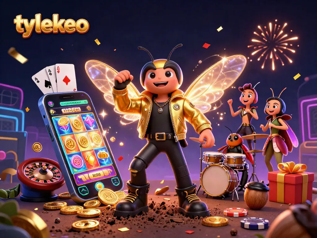 Engage with tylekeo by enjoying a vibrant 3D casino scene featuring lively characters and dynamic gaming elements.