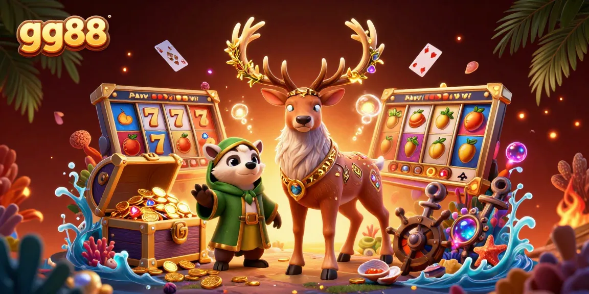 Engage with gg88's immersive slot experience featuring vibrant characters and rich casino elements.