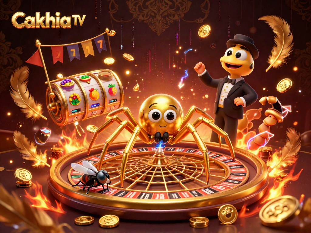 Cakhia TV brings excitement to your gaming experience with a vibrant 3D casino-themed illustration featuring dynamic elements and rich visuals.