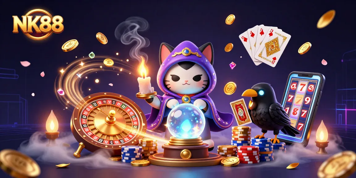 Engage with NK88's thrilling gaming experience featuring vibrant visuals and dynamic casino elements.