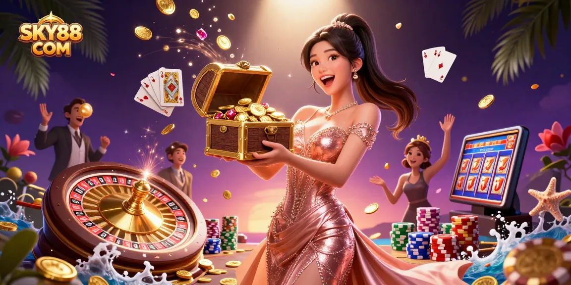 Bet on thrilling games at SKY88 COM featuring vibrant casino visuals and exciting winnings.
