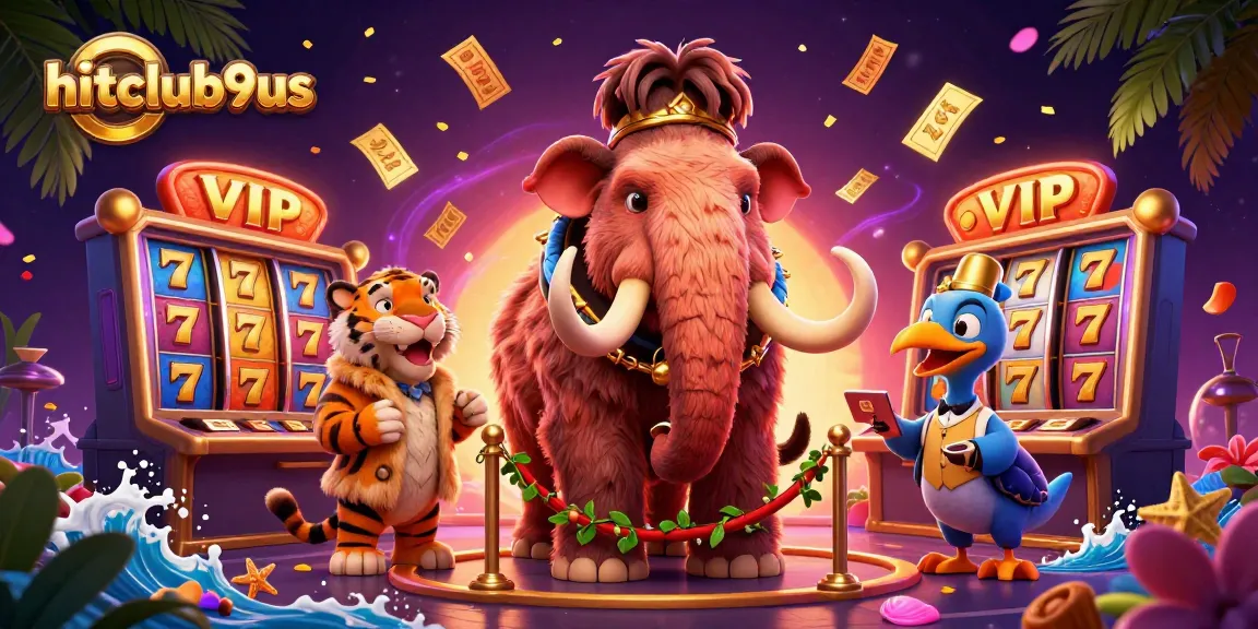 Experience the excitement of hitclub9us with vibrant slot reels and a lively casino scene.