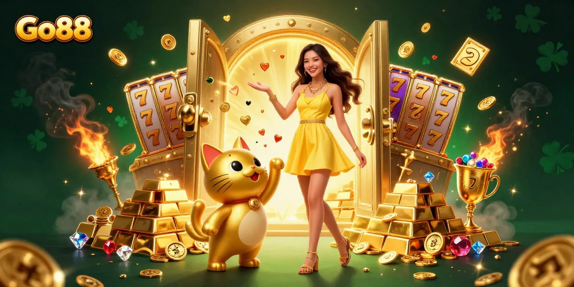 Experience thrilling wins at Go88 while celebrating with golden coins and joyful characters!