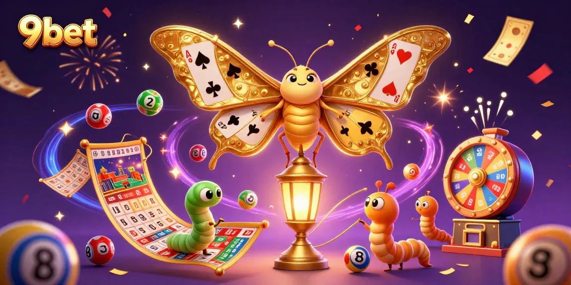 Bet with 9bet and experience the excitement of colorful lottery balls and vibrant casino elements.