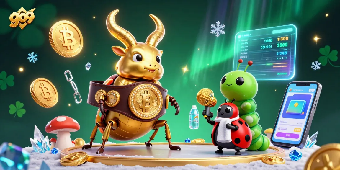 Engage in thrilling games with go 99's vibrant casino-themed illustration depicting unique characters and crypto elements.