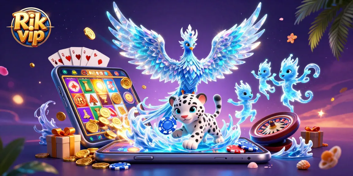 Play thrilling games and win big with Rik vip, featuring an enchanting ice phoenix and poker elements