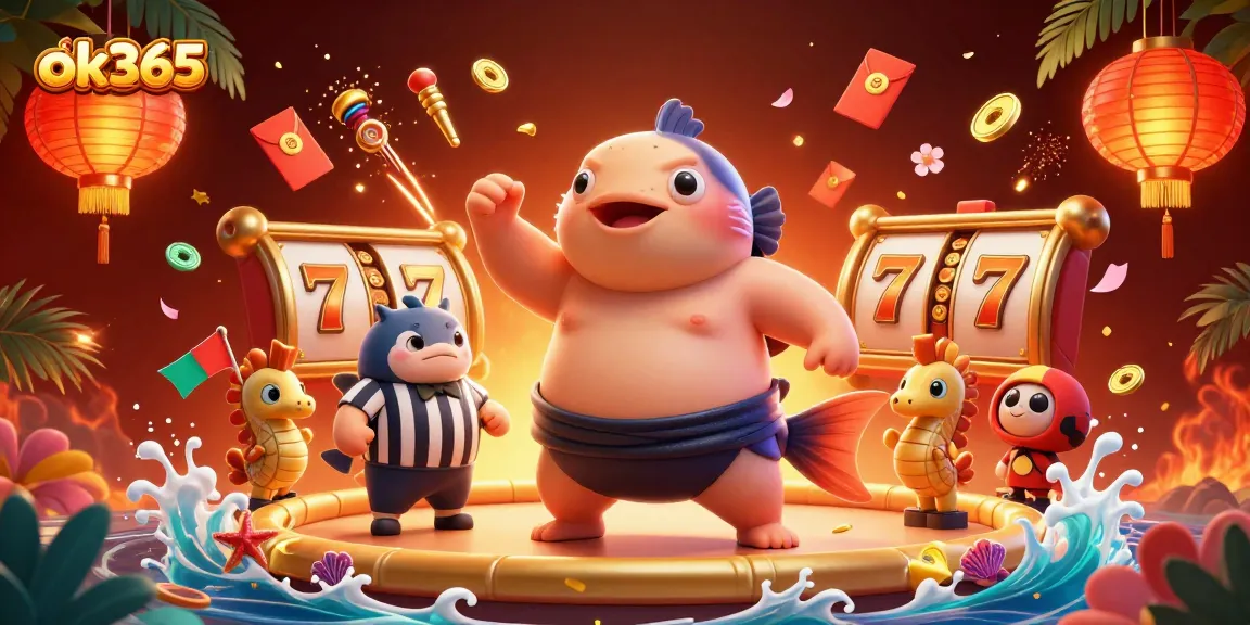 Experience thrilling gaming at ok365 with a dynamic casino scene featuring adorable characters and vibrant slot elements.