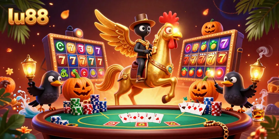 Experience thrilling wins at lu88, vibrant slot reels and poker setup in a dynamic casino scene.