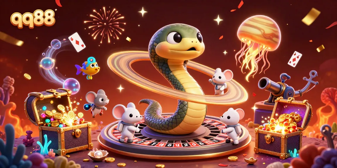 Engage with thrilling casino adventures at qq88 amidst a dynamic cosmic scene with animated stakes.
