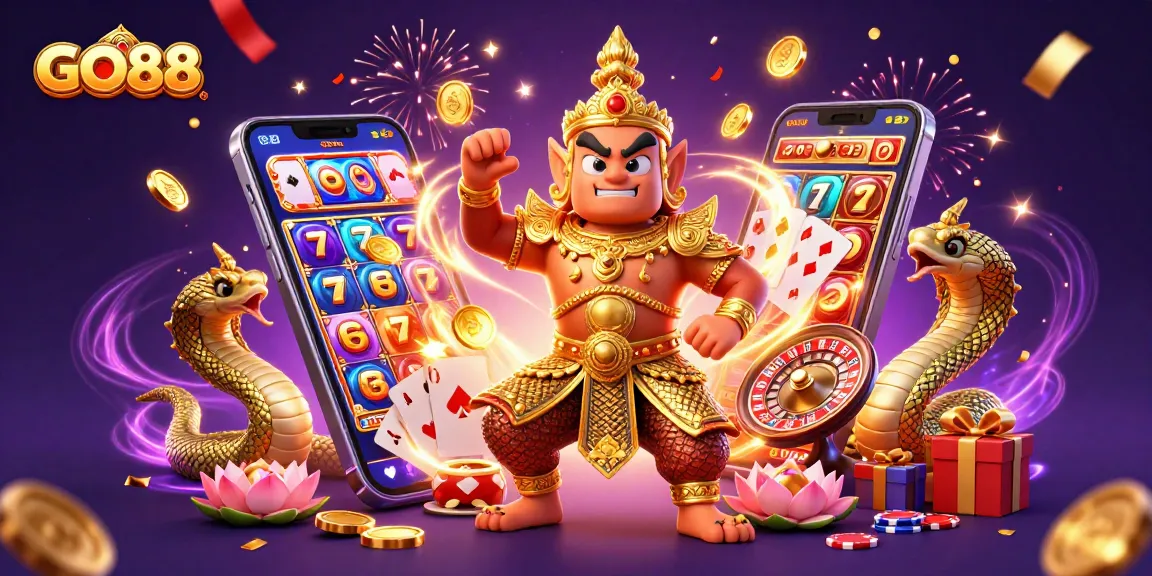Engage with GO88's colorful slot games and vibrant casino atmosphere featuring thrilling characters.