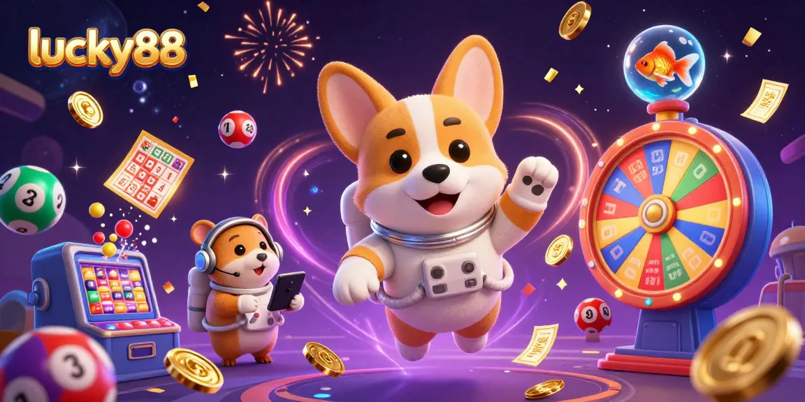 Experience immersive gameplay with lucky88 as the cartoon astronaut corgi explores a space casino.