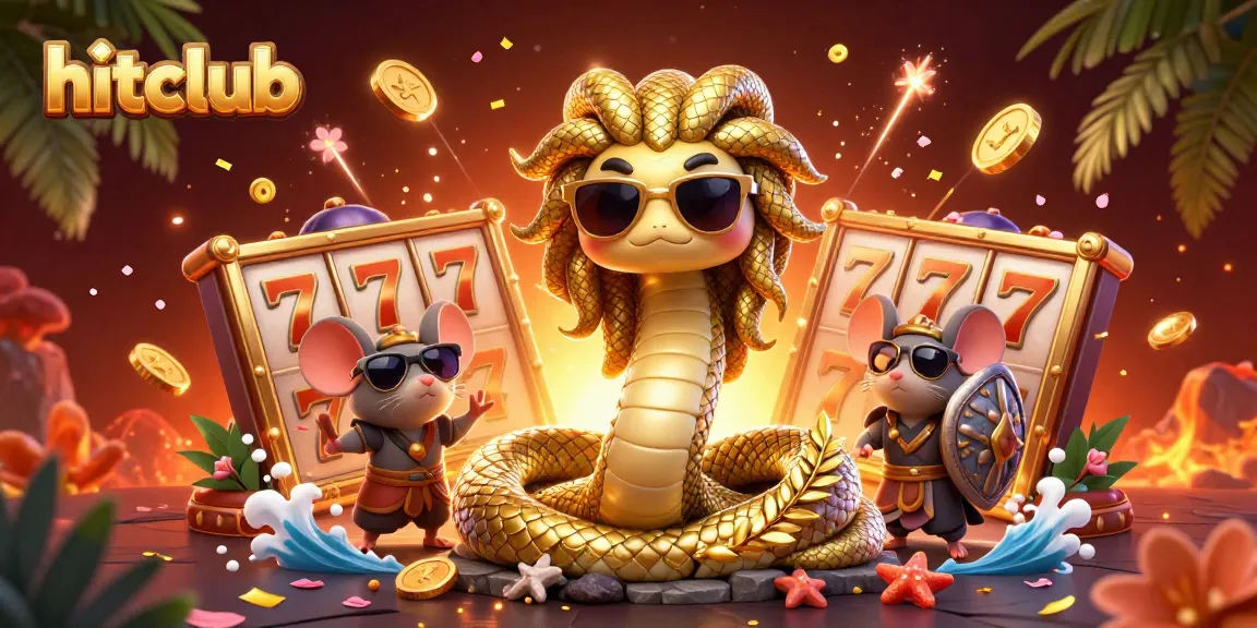 Experience thrilling gameplay at hitclub with a captivating Medusa and warrior in a lively casino setting.