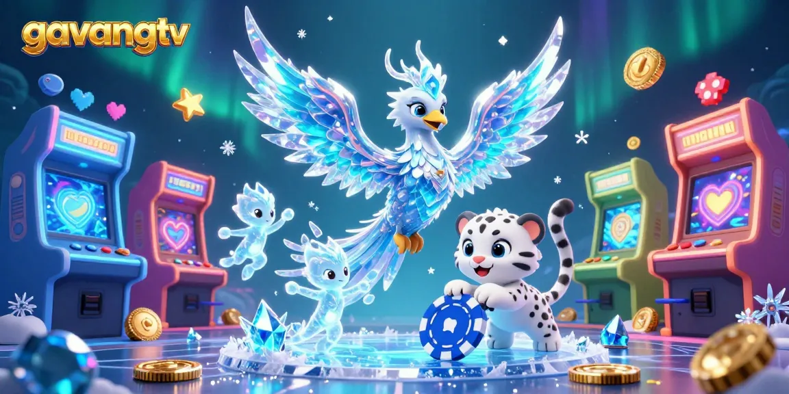 Experience the thrill with gavangtv's vibrant ice-themed casino adventures illustrated in 3D.