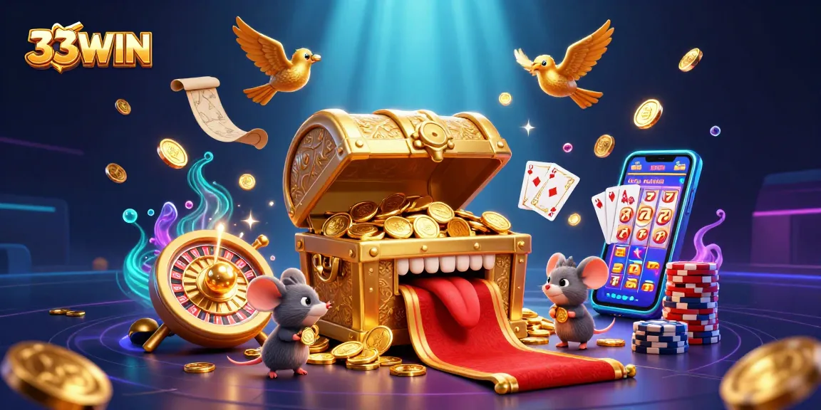 Experience thrilling wins at 33WIN with dynamic games, golden treasures, and vibrant casino visuals.