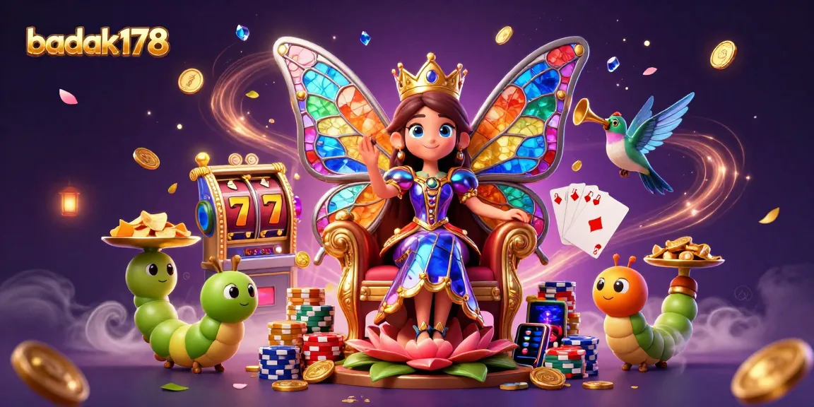 Experience the magical world of badak178 with captivating casino elements in a vibrant 3D scene.