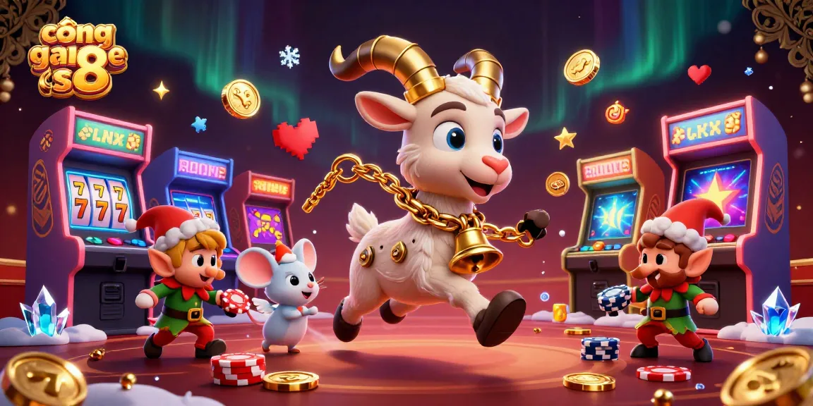 Engage in thrilling fun at cổng game s8 with a vibrant casino scene highlighting festive characters.