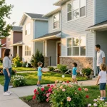 Discovering the best Edmonton neighborhoods with families enjoying outdoor activities in a vibrant community setting.