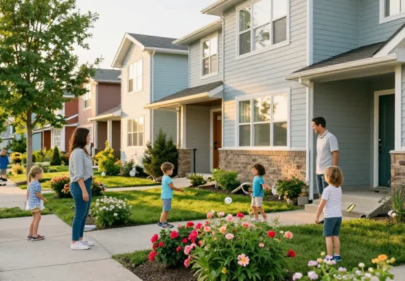 Discovering the best Edmonton neighborhoods with families enjoying outdoor activities in a vibrant community setting.