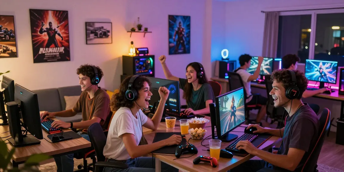 Pengalaman bermain slot di tahun4d, pemain bersenang-senang dengan perangkat gaming di ruang santai.